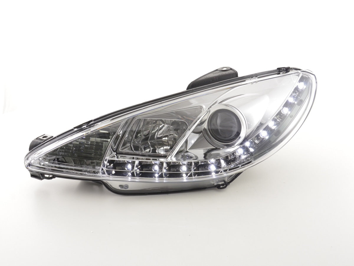 Scheinwerfer Set Daylight LED TFL-Optik Peugeot 206 98-07 chrom Scheinwerfer Set Daylight LED TFL-Optik Peugeot 206 98-07 chrom